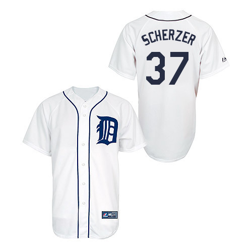 Max Scherzer #37 Youth Baseball Jersey-Detroit Tigers Authentic Home White Cool Base MLB Jersey